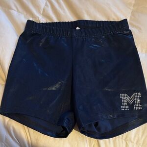 University of Michigan Navy Blue Athletic Booty Shorts with Rhinestone M -Size M
